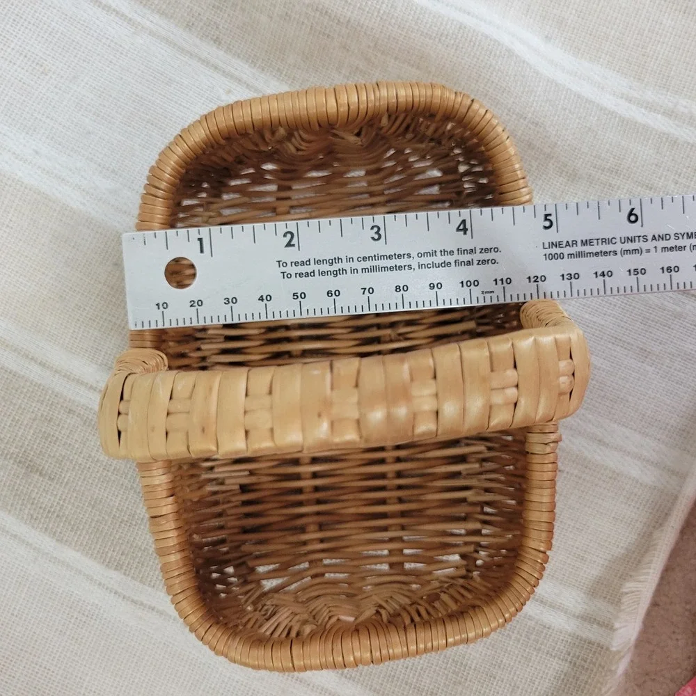 Miniature Woven Basket Rectangle Rectangular Cottagecore Boho Decor